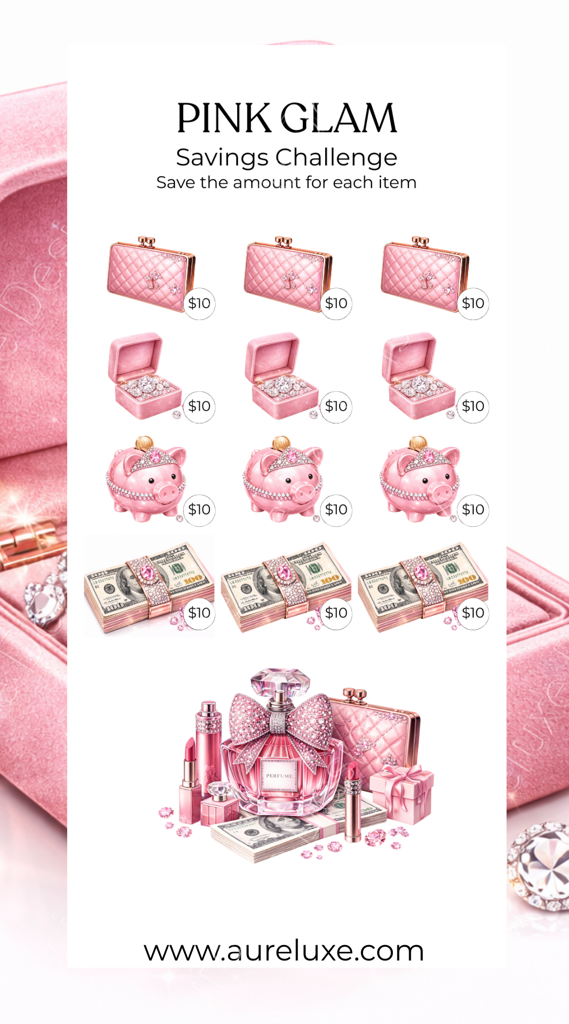 Pink Glam™ Savings Challenge Card Set