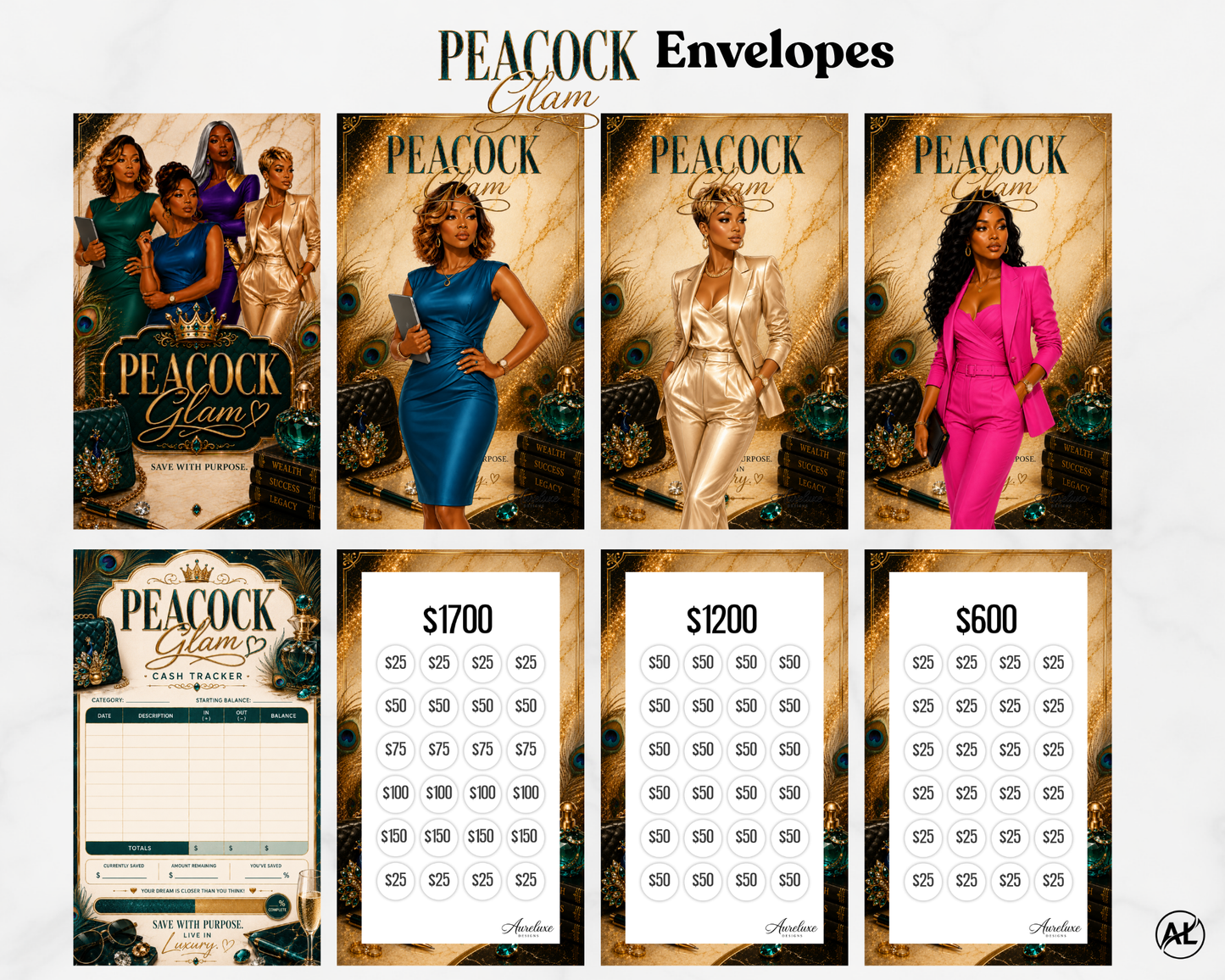 Peacock Glam  Insert and Envelope Collection