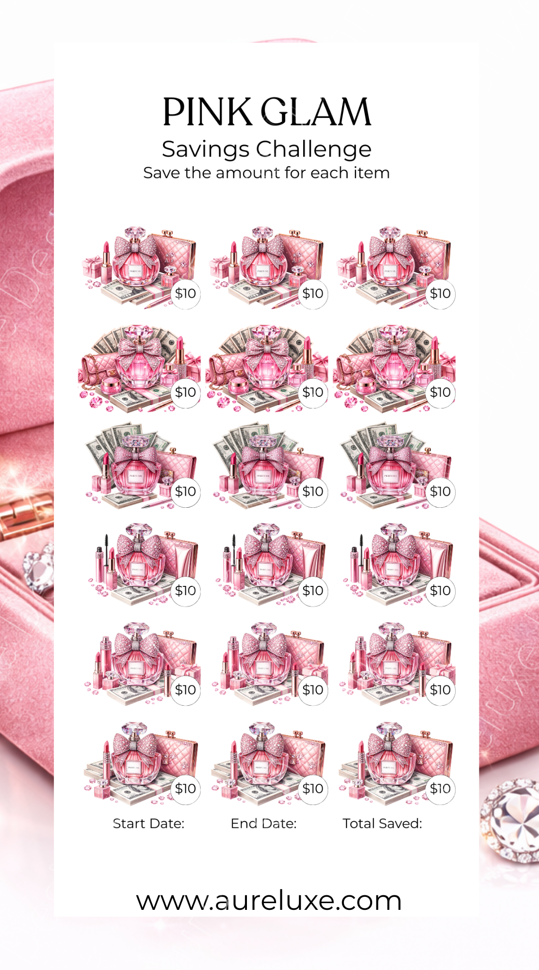 Pink Glam™ Savings Challenge Card Set