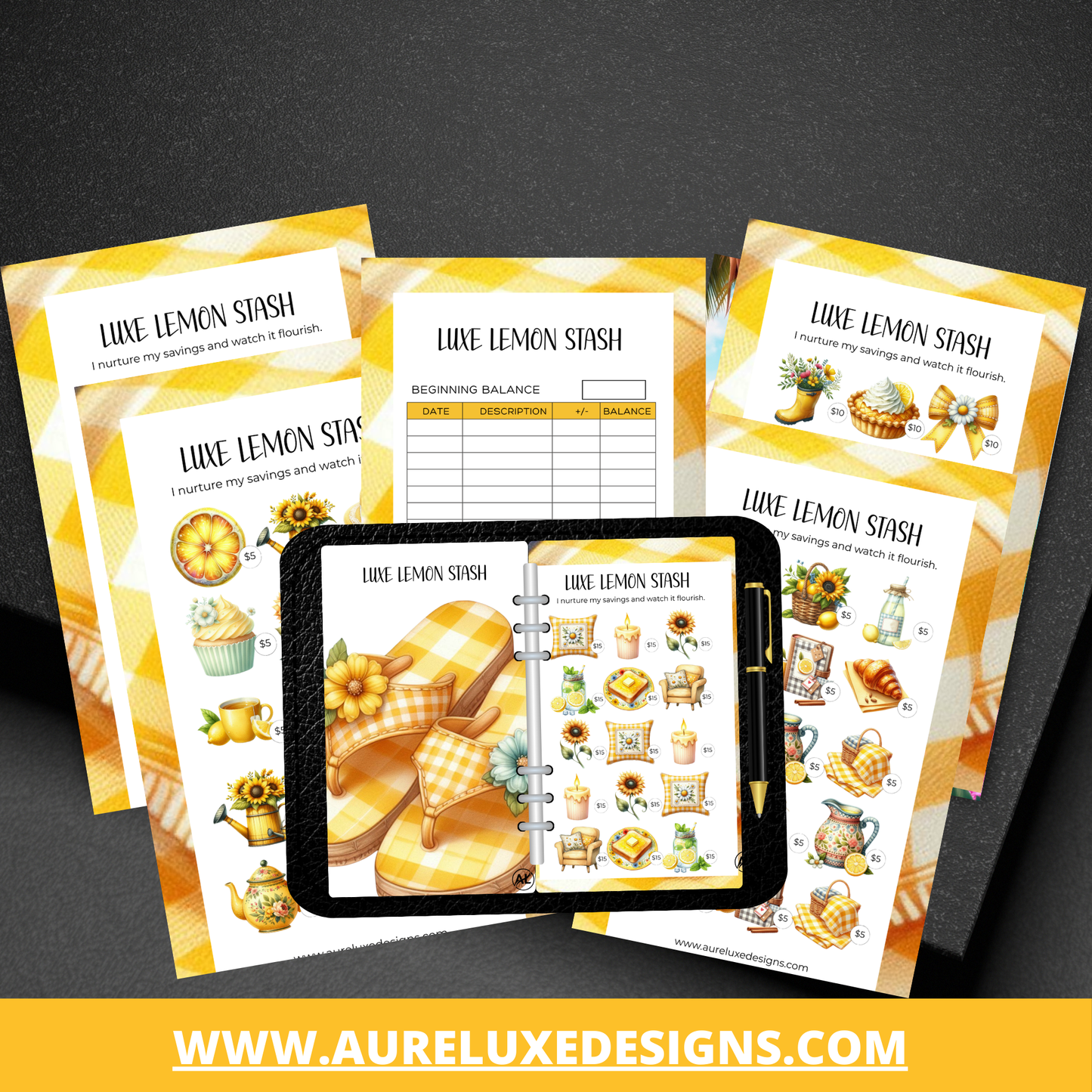 Luxe Lemon Stash Challenge 8-Piece Savings Challenge Set