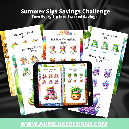 Summer Sips Savings Challenge Binder Cards